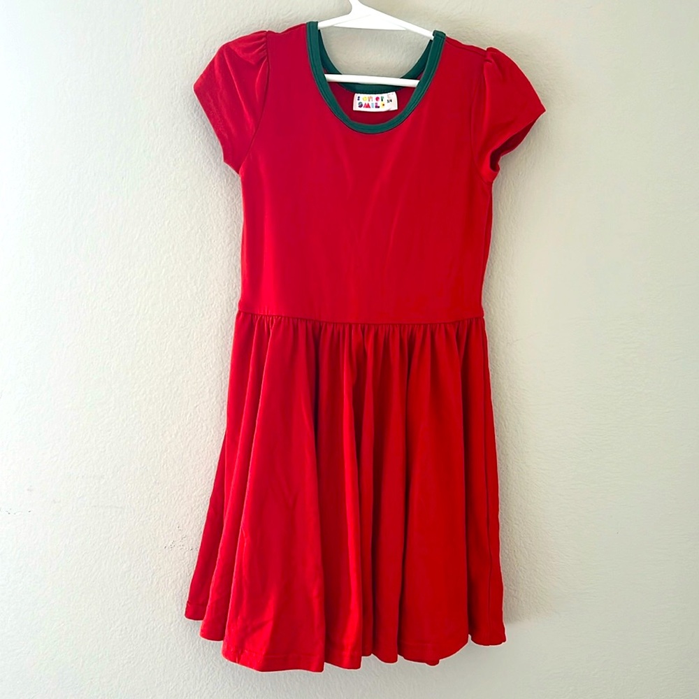 Dot Dot Smile Red‎ Green Ringer Toddler Twirl Dress Size 3/4T